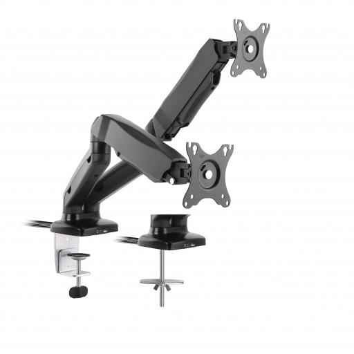 Oscar 32 Gas Spring Twin LCD Monitor Arm Stand with USB & AV built in