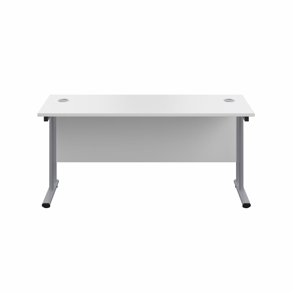 1800X600 Twin Upright Rectangular Desk White-Silver