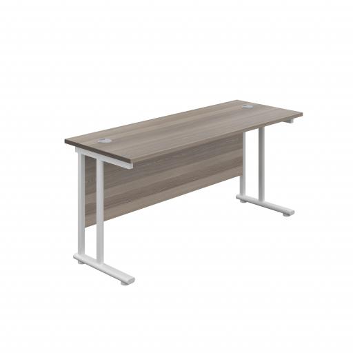 1200X800 Twin Upright Rectangular Desk Grey Oak-White + Mobile 3 Drawer Ped