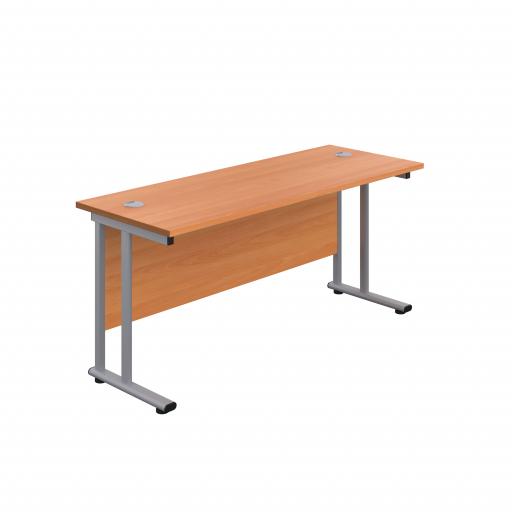 1200X600 Twin Upright Rectangular Desk Beech-Silver