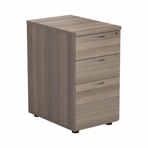 Desk High 3 Drawer Pedestal - 600 Deep - Grey Oak
