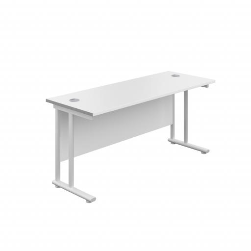 1800X600 Twin Upright Rectangular Desk White-White
