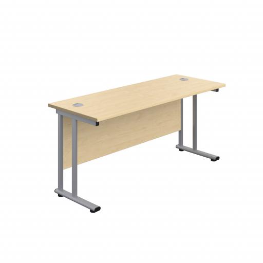 1600X800 Twin Upright Rectangular Desk Nova Oak-White + Mobile 2 Drawer Ped