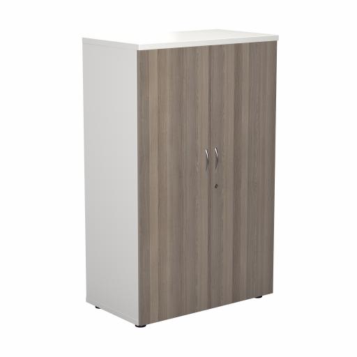 1600 Wooden Cupboard (450mm Deep) White Carcass Grey Oak Doors