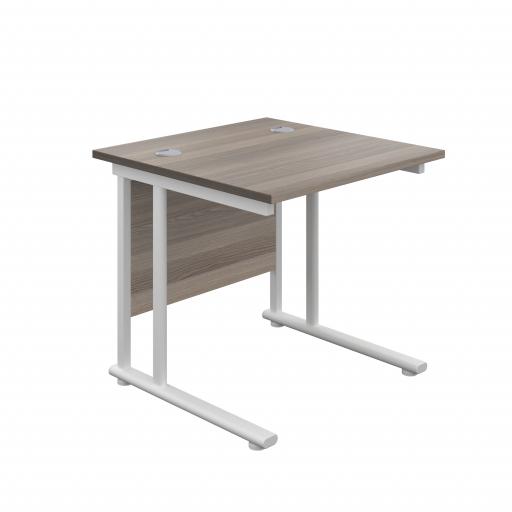 800X800 Twin Upright Rectangular Desk Grey Oak-White