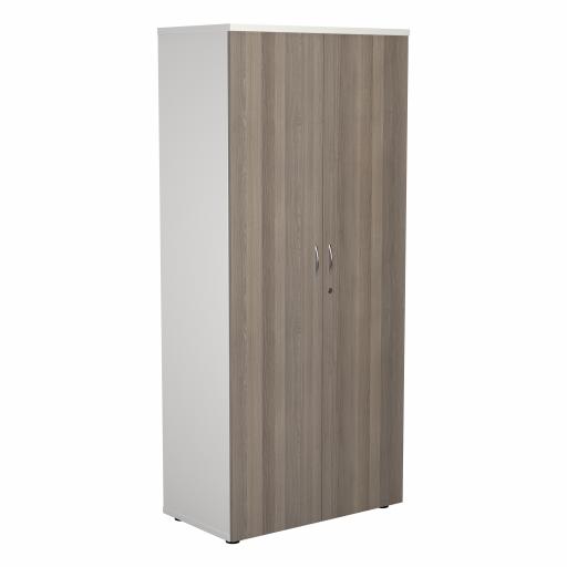 1800 Wooden Cupboard (450mm Deep) White Carcass Grey Oak Doors