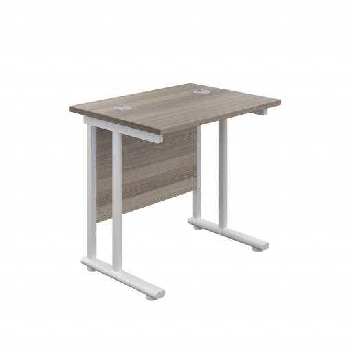 800X600 Twin Upright Rectangular Desk Grey Oak-White